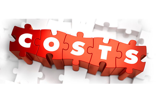 Red puzzle pieces spelling costs