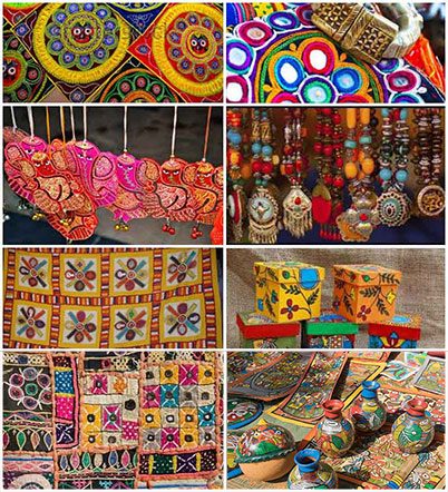 Collage of colourful handicraft items